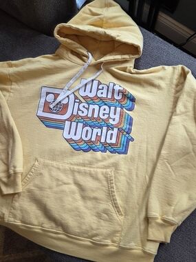 Disney Yellow Walt Disney World Retro Graphic Crewneck Hoodie